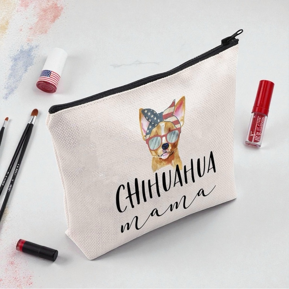 Chihuahua Mama Gift Dog Lover Chihuahua Mama Zipper Pouch Makeup Bag NWOT